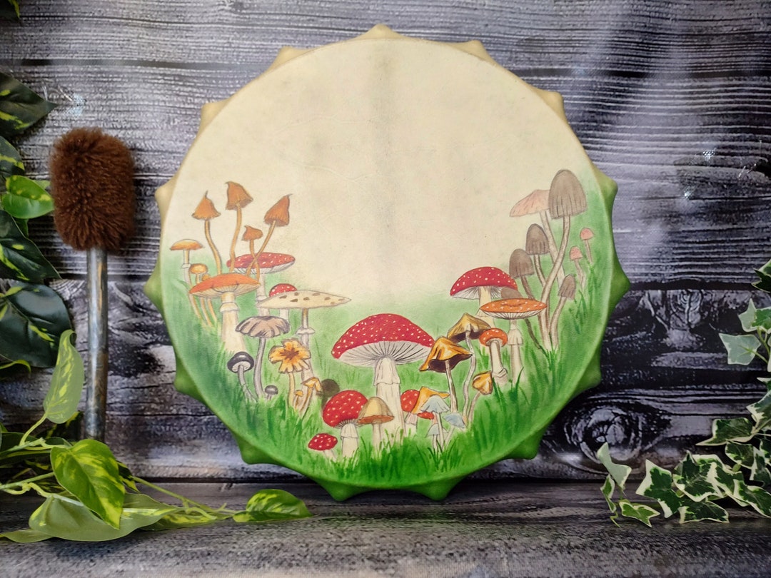 Peyote Drum Mushrooms Medicine Drum Shamanic Etsy