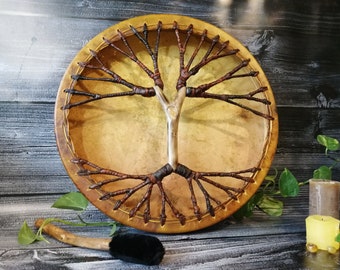 Tambor chamánico Yggdrasil: Árbol de la vida, energía de la tierra