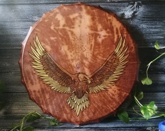 Golden Eagle shamanic drum, totem drum, shaman drum