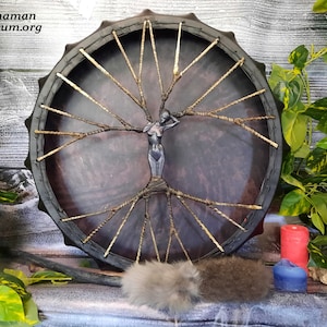 Tamburo Sciamanico Sonic Energy 22 Pollici - Pelle Di Capra, Per Meditazione E Viaggi Sonori, Con Battente - Foto 11