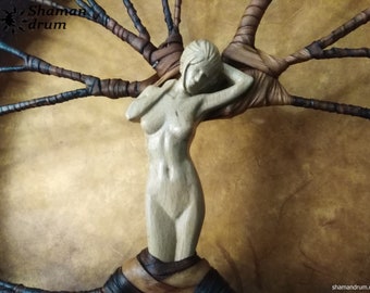 Tambor chamán Ninfa del bosque, tambor chamánico, tambor chamanique, schamanentrommel baum des leben