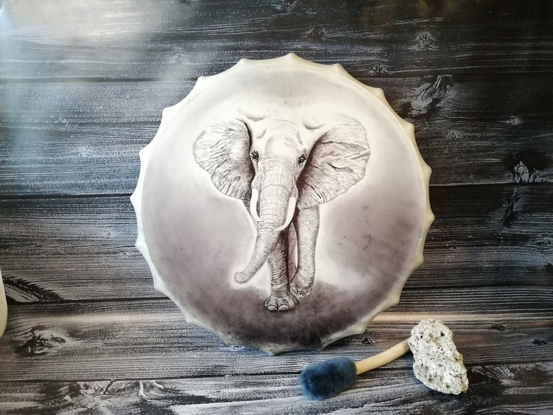 Shaman Drums Elephant 56 Cm 22inch Drum With Image Paint Etsy