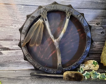 Shaman drum Young Raven - shamanic totem drum