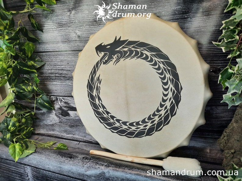 Ouroboros drum. Mystical barban. A drum about the cyclical nature of eternity and infinity. The alternation of creation and destruction, life and death. Barban about the energy of constant rebirth and death.
