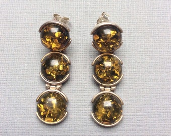 Amber Style Silver Dangle Earrings