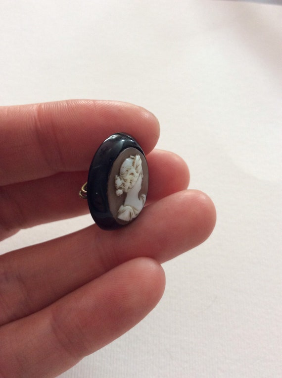 Antique Victorian, Whitby Jet Mounted, Cameo - image 7