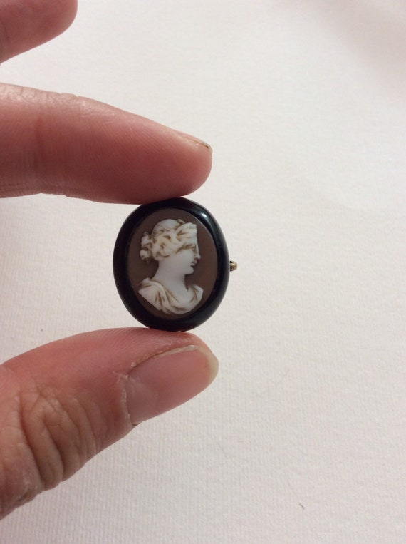 Antique Victorian, Whitby Jet Mounted, Cameo - image 5