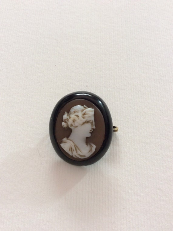 Antique Victorian, Whitby Jet Mounted, Cameo - image 1