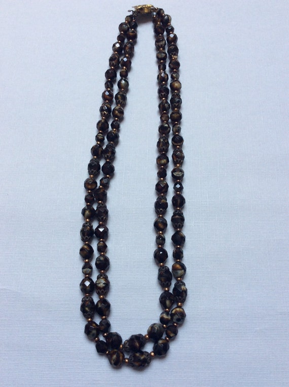 Vintage Tigers Eye Glass Bead Multistrand Necklace - image 3