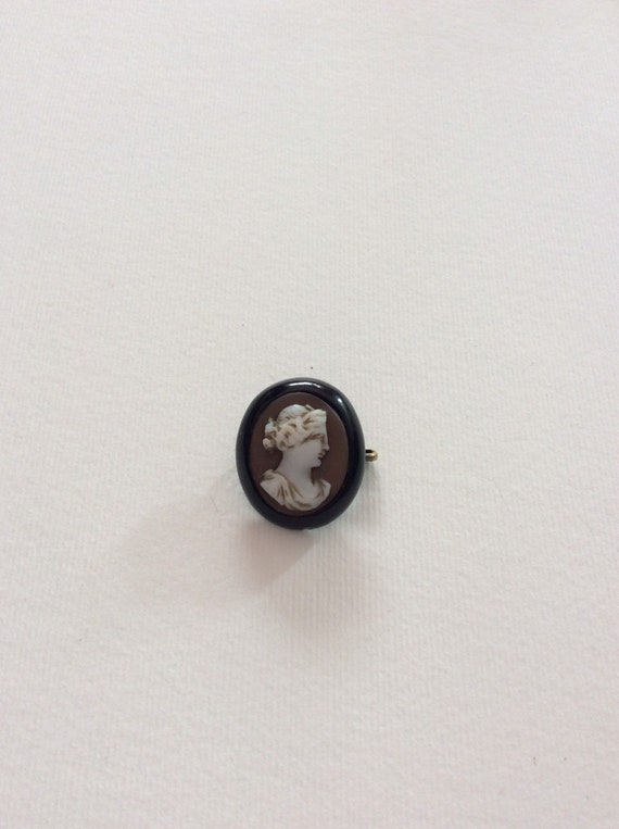 Antique Victorian, Whitby Jet Mounted, Cameo - image 3