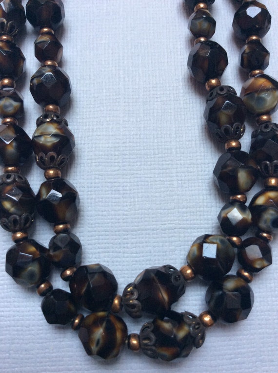 Vintage Tigers Eye Glass Bead Multistrand Necklace - image 5