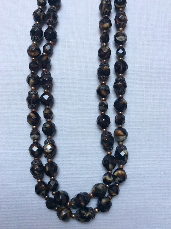 Vintage Tigers Eye Glass Bead Multistrand Necklace - image 4