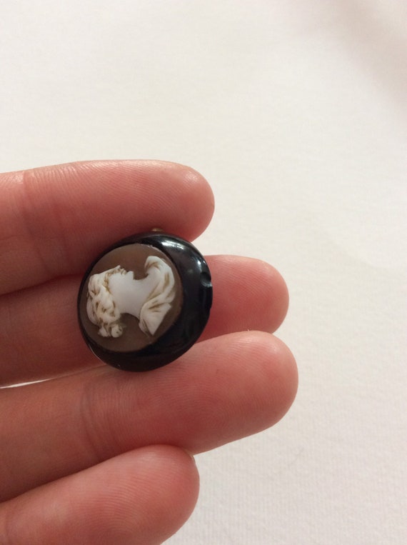Antique Victorian, Whitby Jet Mounted, Cameo - image 6
