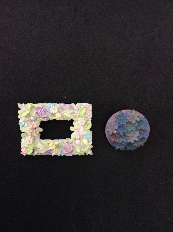 1940s Hand Painted Floral Brooches