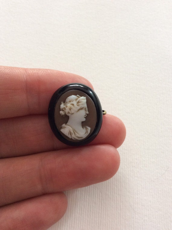 Antique Victorian, Whitby Jet Mounted, Cameo - image 4