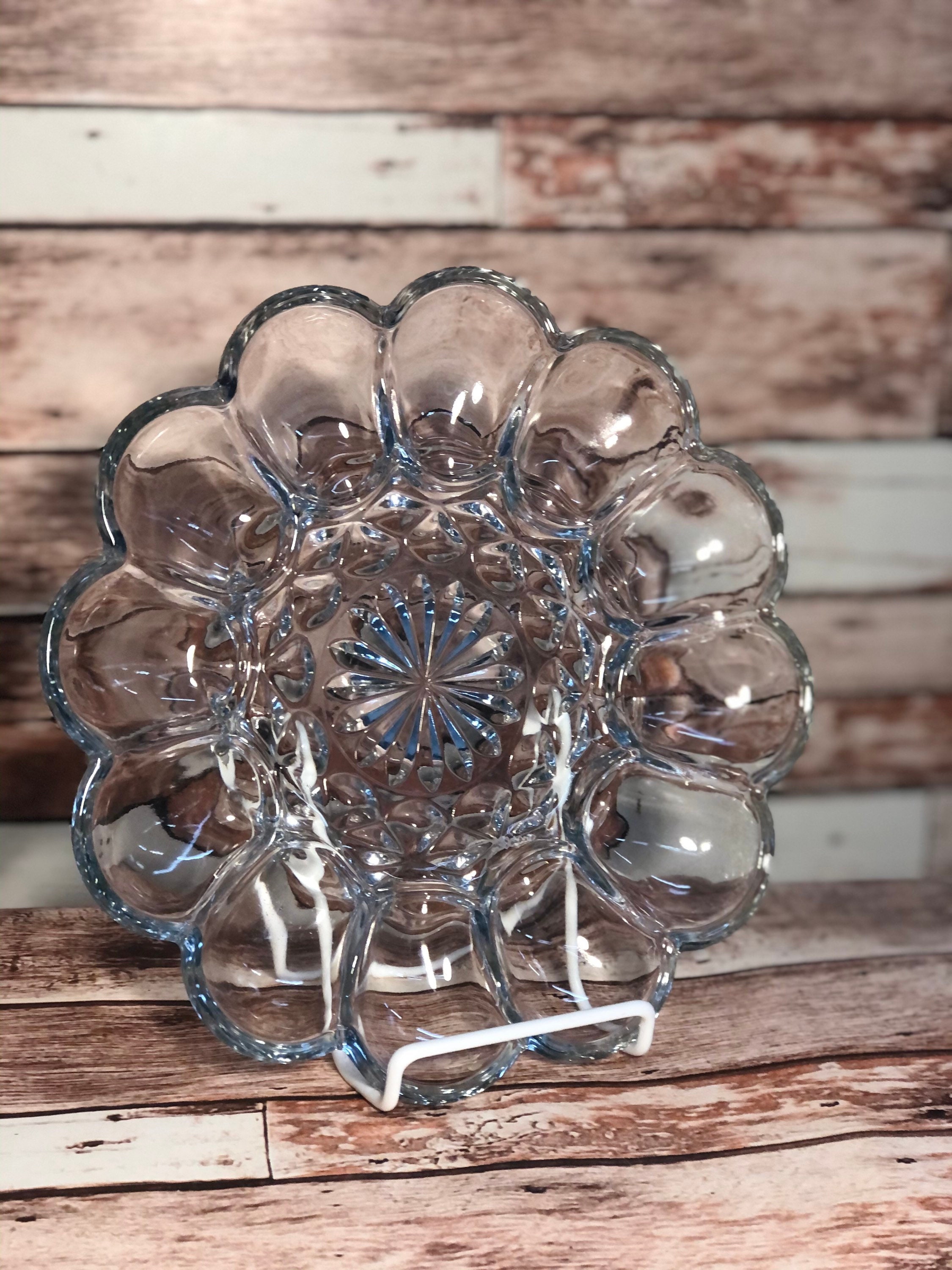 Vintage Clear Glass Egg Plate Etsy