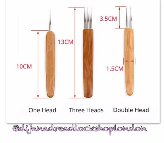 Locsanity Dreadlocks Tool Triple Crochet Needle Bamboo Handle 0.75mm