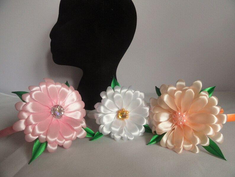 Apricot Loving Camomile Flower Hard Hairband Photo Shut Hairbow Sweetband Kanzashi Flowers