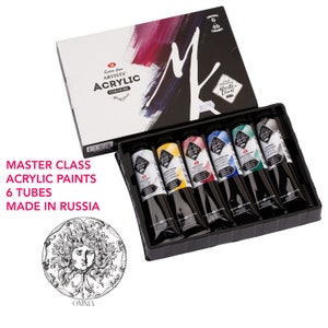 Acrylic paint set artist paints 6 tubes*46ml extra fine high quality made in Russia Nevskaya Palitra gift set for artist art
