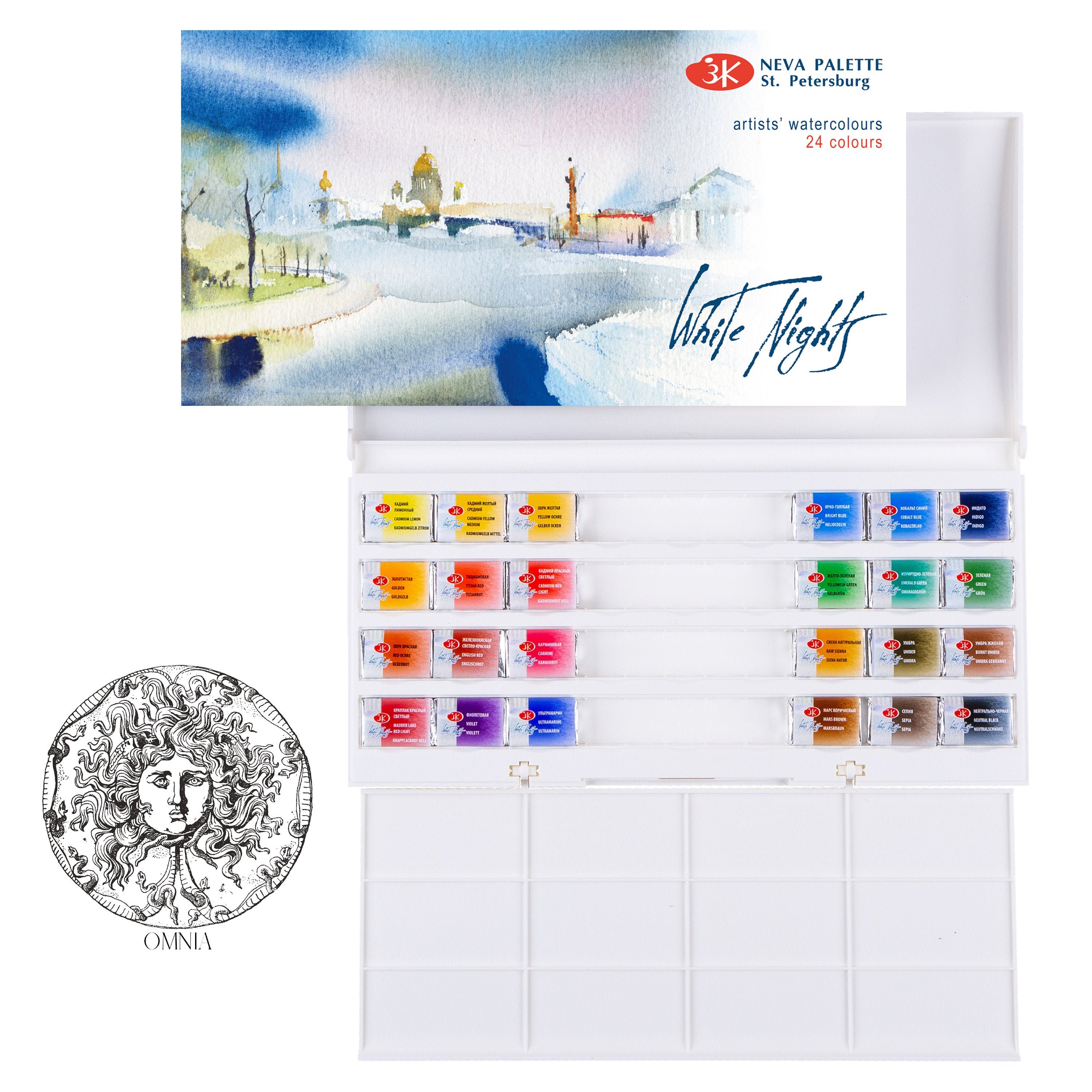 Artist White Nights Watercolor Set 24 Full 2,5 Pans in Plastic