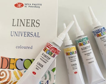 Liners Decola Universal Set of 4 Artist Paint Color Art Supplies Russian Nevskaya Palitra 18 ml /0.6 US fl.oz. tubes