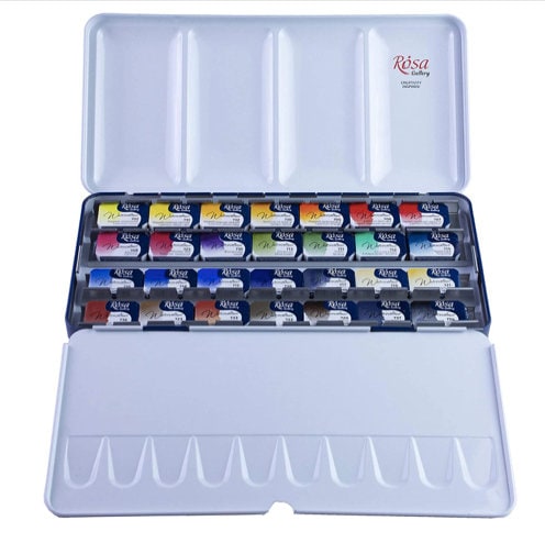  White Nights Watercolor Extra Fine Artists Grade Paint Set 21  Full Pans in Metal Case by Nevskaya Palitra : Arts, Crafts & Sewing