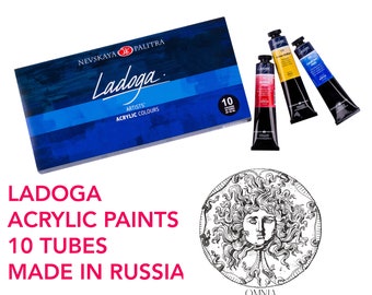 Artist acrylic paint set Ladoga Nevskaya palitra St-Petersburg professional  10 colors tubes 46ml  high-quality colors art paintings