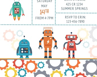 ROBOT crank up your gears invitation