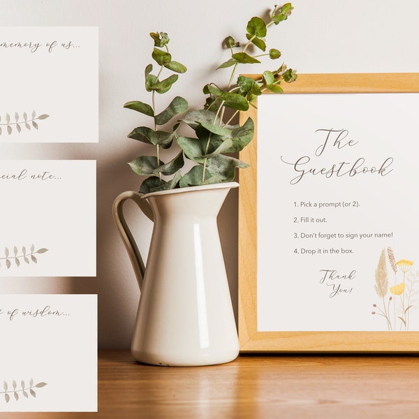 Wedding Guestbook Sign and Prompt Cards