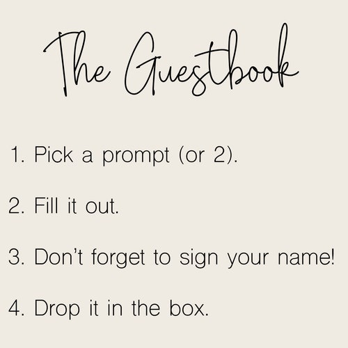 Wedding Guestbook Sign and Wedding Prompts Etsy