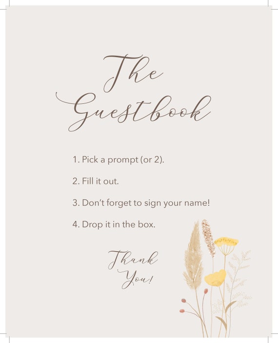 Wedding Guestbook Sign and Prompt Cards Etsy