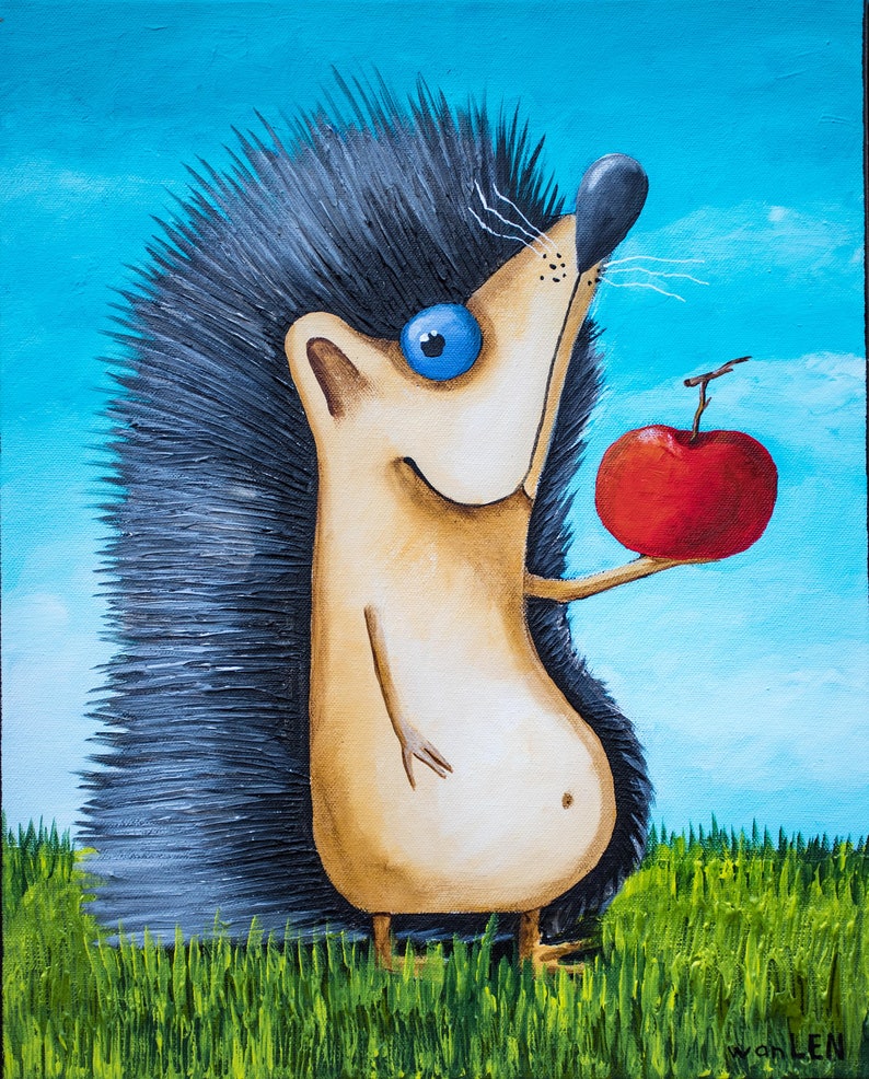 Lustige Tierbilder Lustiger Igel Druck auf Leinwand | Etsy