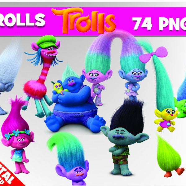 74 Trolls Clipart Images Digital Trolls png Graphics transparent background Trolls Clip art Scrapbook birthday