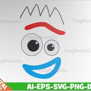 Fichiers découpés Forky Face SVG, Toy Story 4 SVG, EPS, DXF, PNG, Fichier découpé Forky Cricut