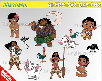 Moana Svg Moana clipart PNG Moana party Moana birthday cut files Moana Cricut Silhouette Iron on Transfer + Alphabet