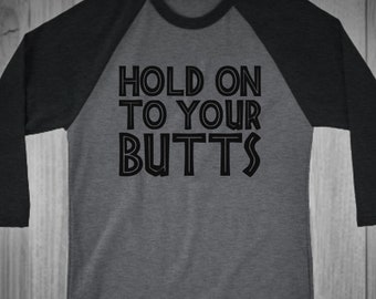 Hold On To Your Butts Funny Jurassic Park Humor Black Basic Men/'s T-Shirt
