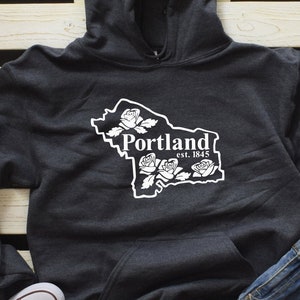 Portland Oregon - est. 1845 - Shirt or Hoodie - City - Roses - Sweatshirt - Hoody -  T shirt - Tees - Oregonian - Shirts - Home - Rose