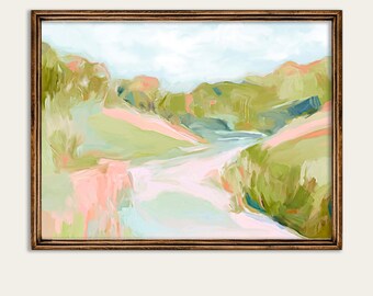Vintage Impressionist Landscape Painting: Grandmillennial Countryside Art (Digital Print) A109