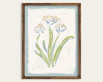Pink And Blue Hydrangea Botanical Print: Preppy Southern Art (Digital Download)