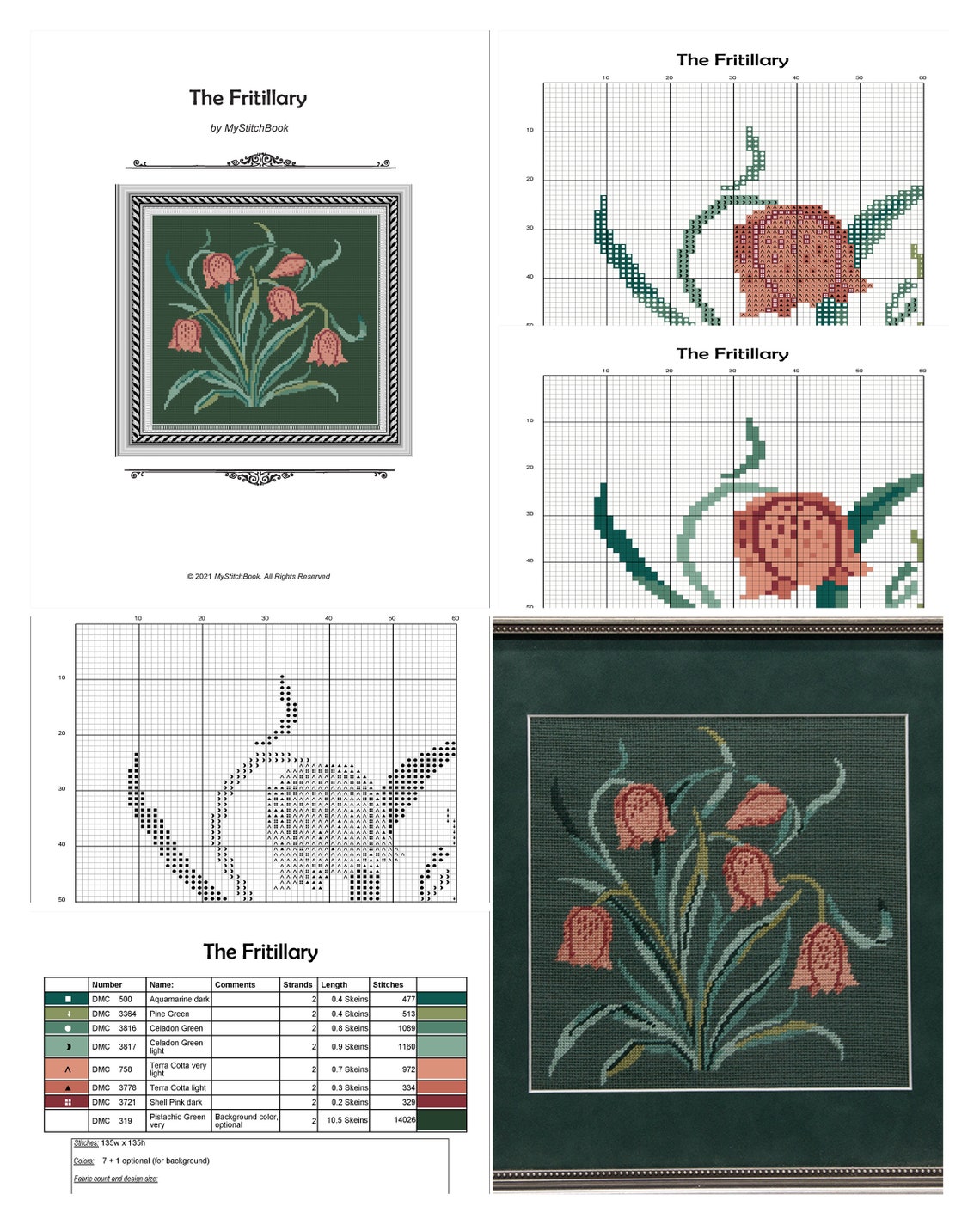 Cross Stitch PatternVintage Red Tulips Embroidery DesignPDF Etsy