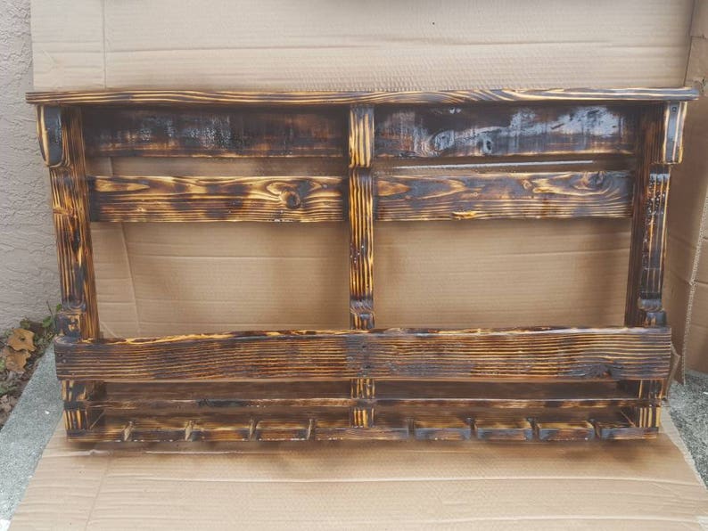 Large Rustic Wine Rack & Glass Holder Etsy