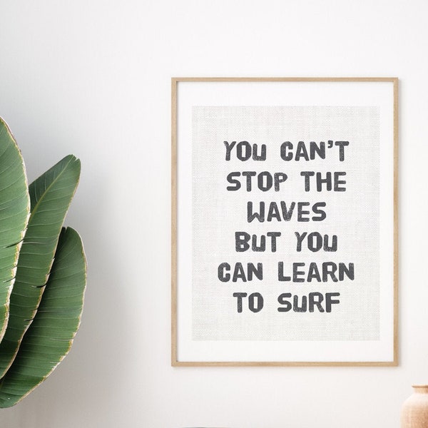 Surf & Live Quote - Gift for Him - Inspirational Print - Surf Lovers Print - Mum Gift - Surf Quote - Minimalist Print - Inspirational Quote