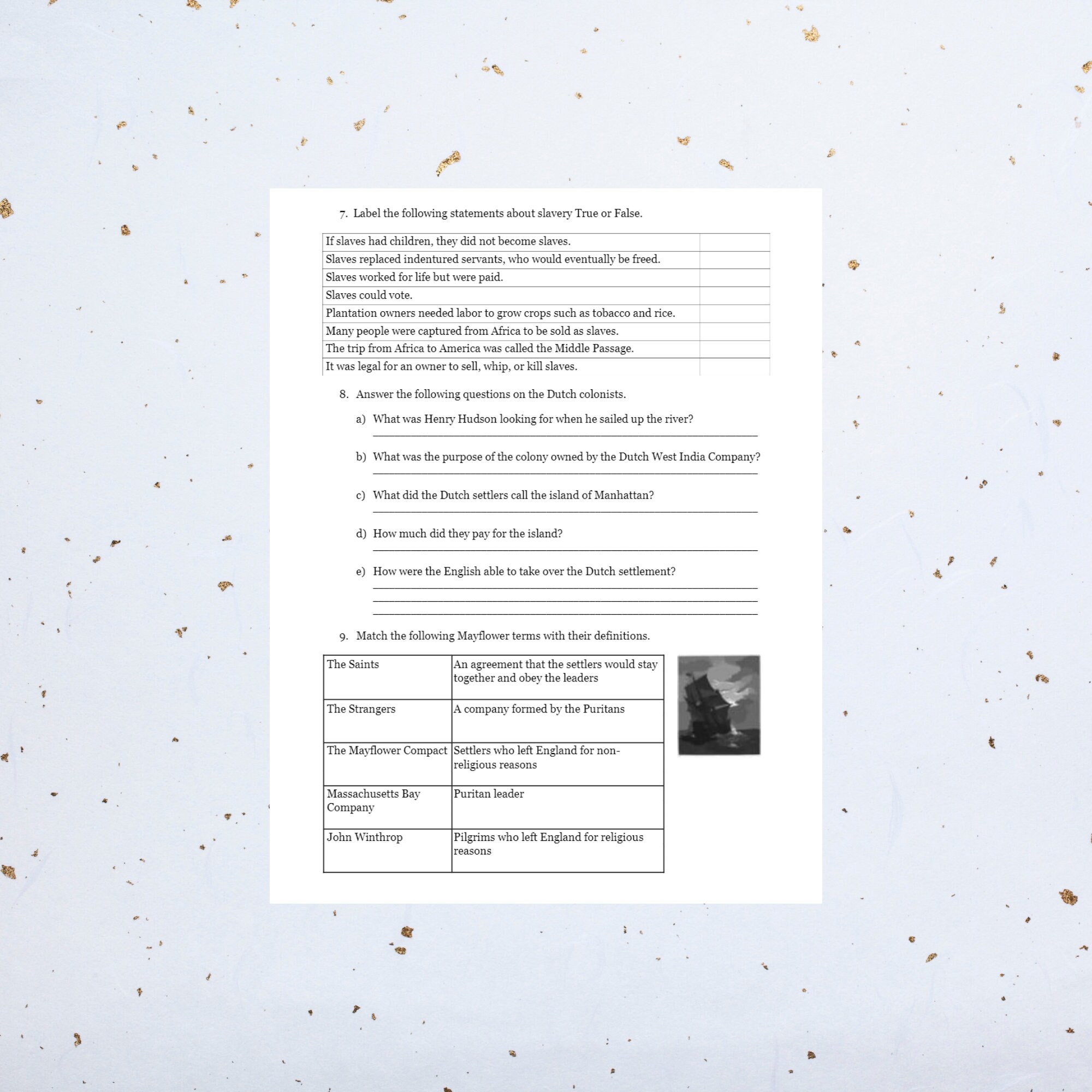 The Colonial Period for 3rd Grade Printable Reviewer Worksheet | Etsy