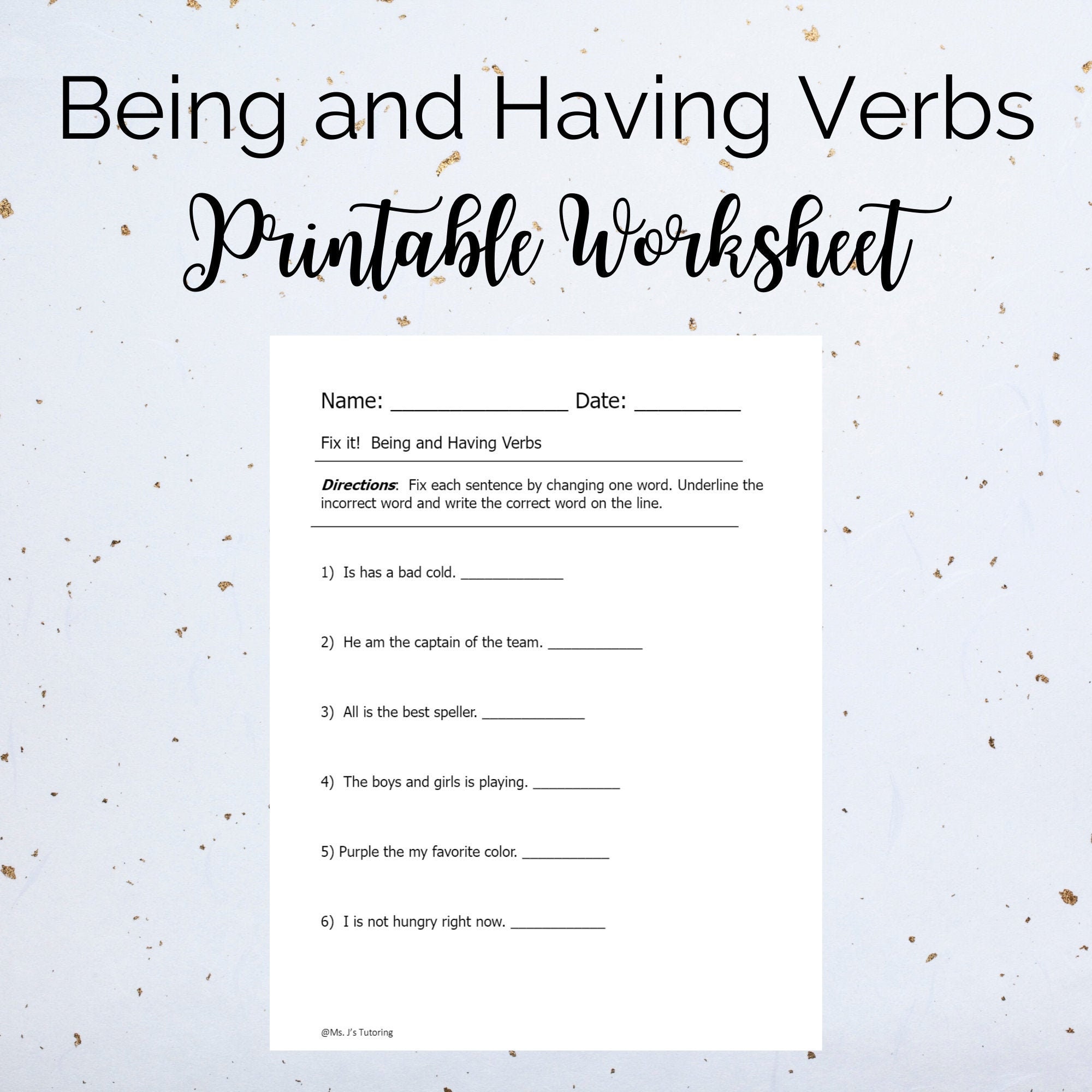 being-and-having-verbs-printable-exercise-worksheet-grade-4-etsy