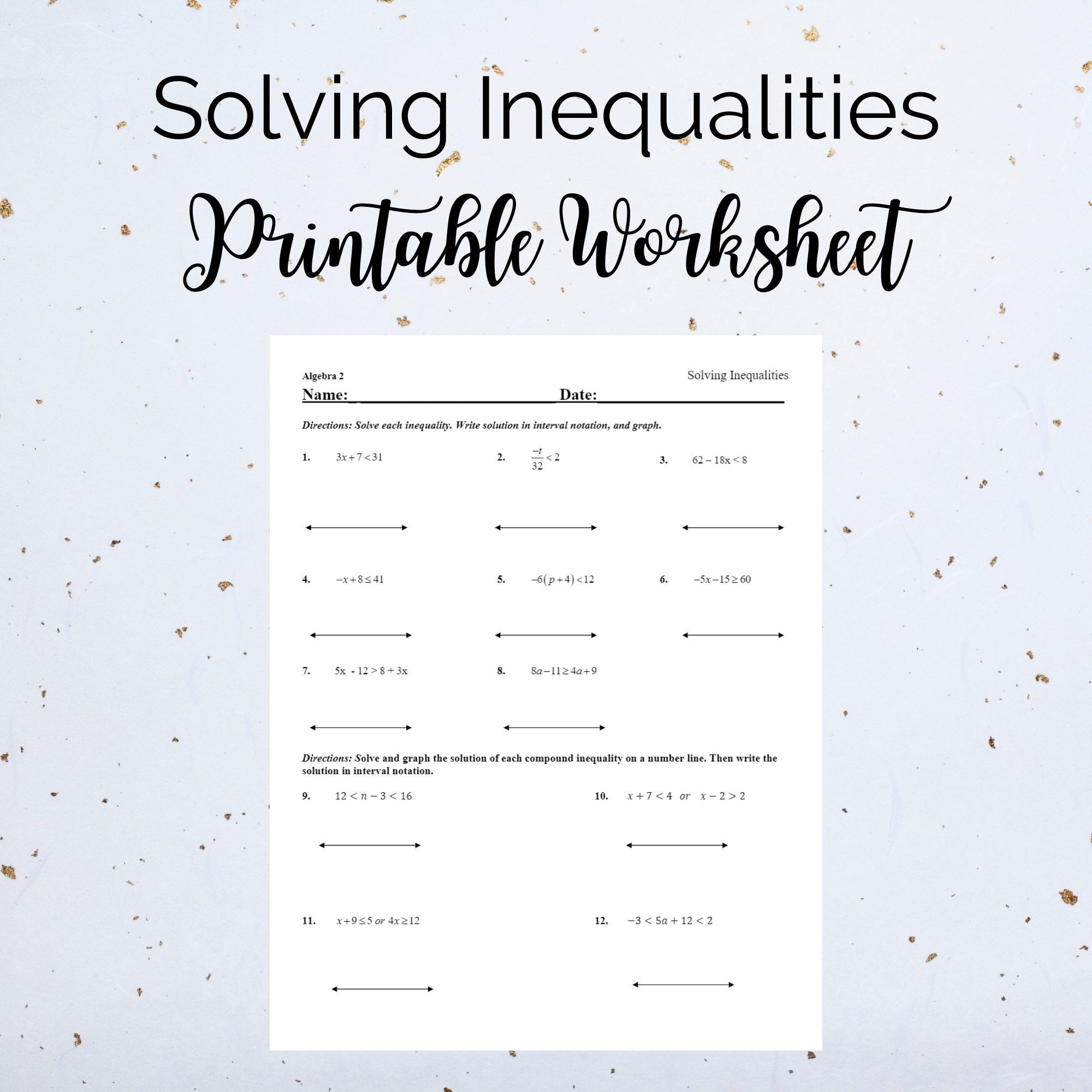 Inequalities Worksheets Grade 11 : Graphing Inequalities Worksheet