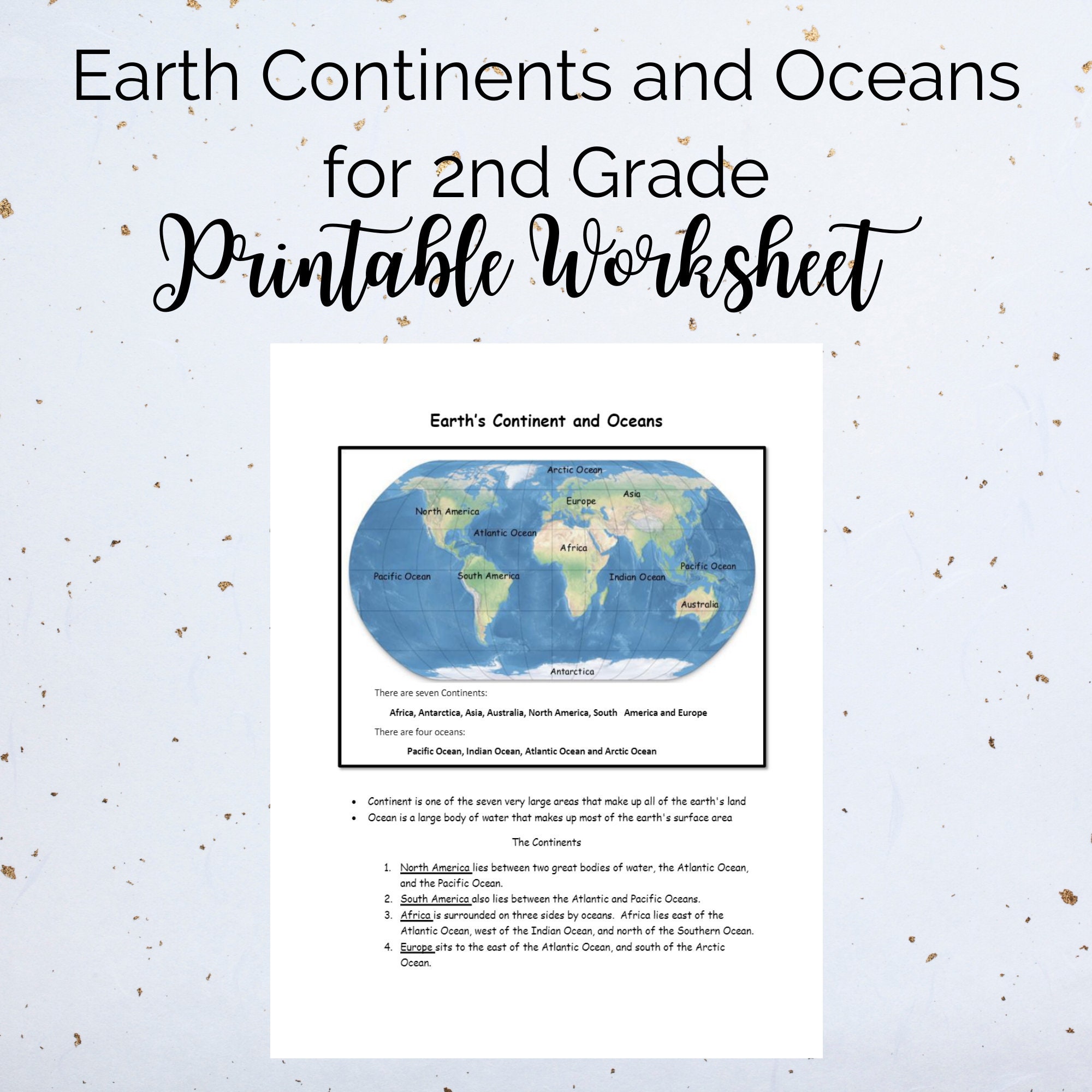 earth continents and oceans for 2nd grade printable reviewer etsy