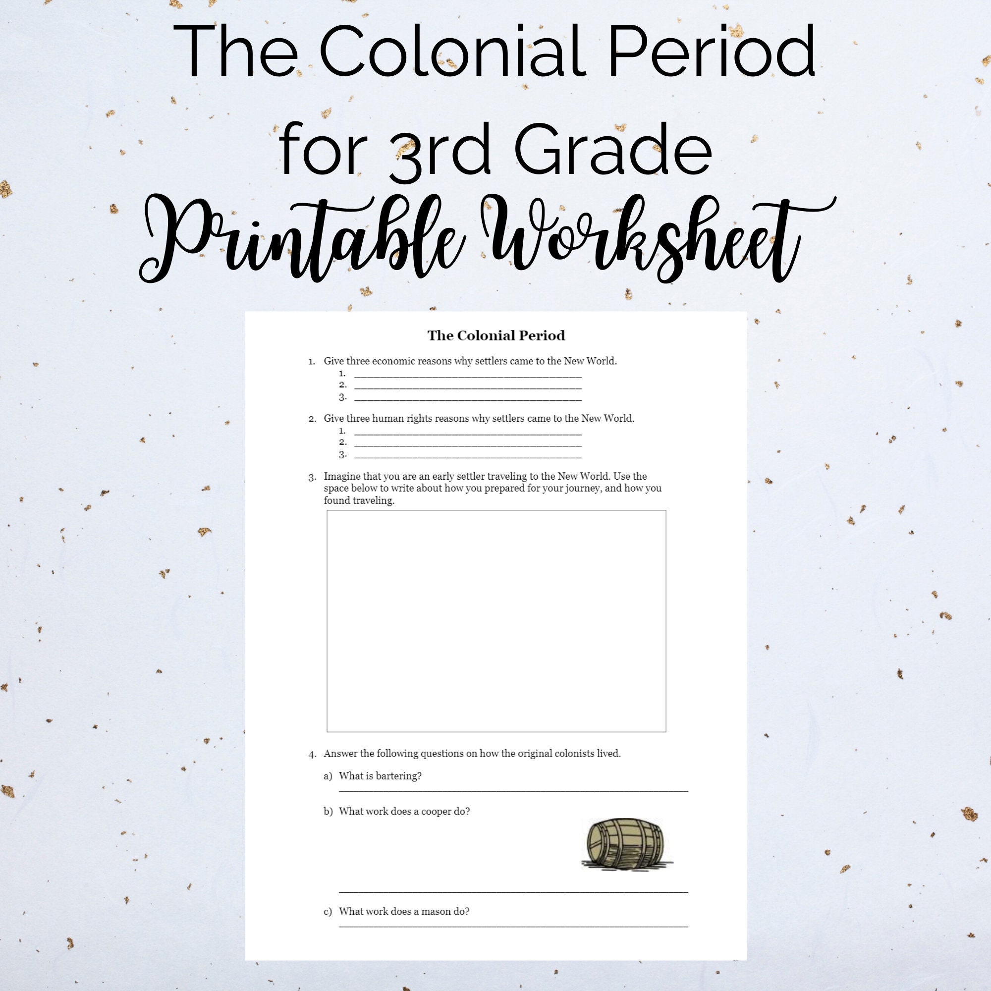 The Colonial Period for 3rd Grade Printable Reviewer Worksheet | Etsy