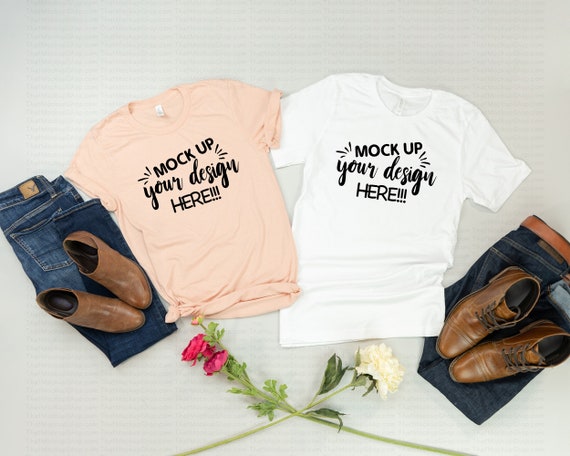 Download Free Mockup T-Shirt-Shirt Mockup Couples Multiple Shirt ...