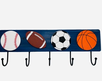 Child’s Coat Hooks -Child’s Sports Coat Rack - Sports Wall Hooks-Towel Hooks- Child’s PJ Hooks Nursery Hooks- Boys gift