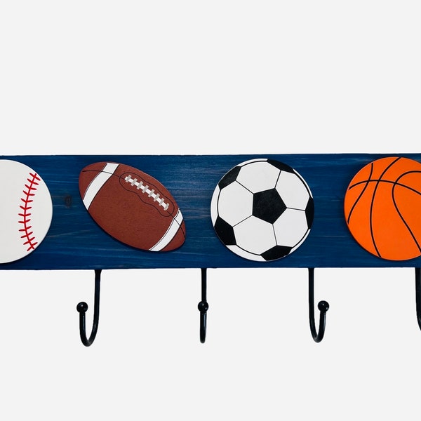 Child’s Coat Hooks -Child’s Sports Coat Rack - Sports Wall Hooks-Towel Hooks- Child’s PJ Hooks Nursery Hooks- Boys gift